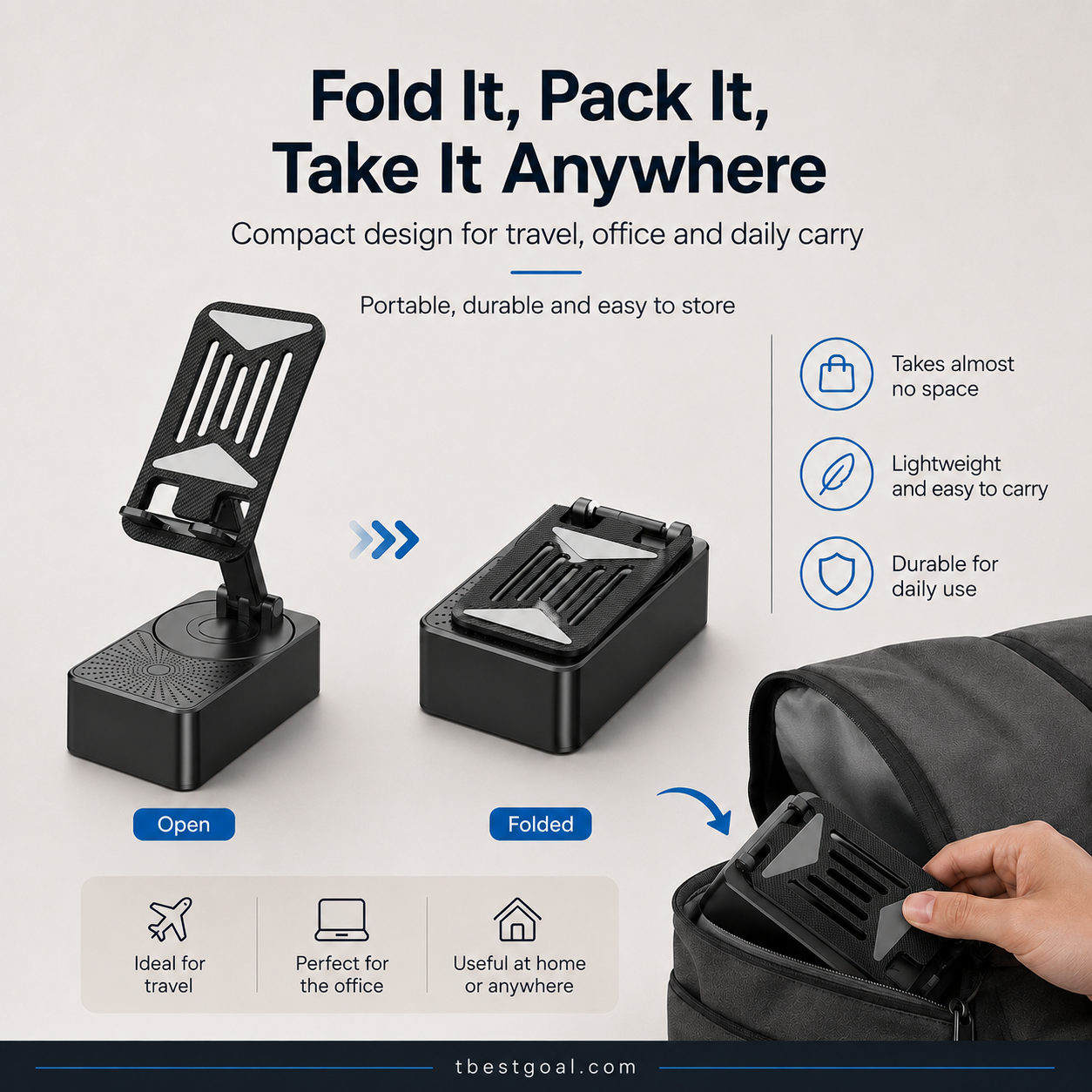 Presenttips - 3-i-1 trådlös Bluetooth-högtalare, laddningsstation och mobilställ