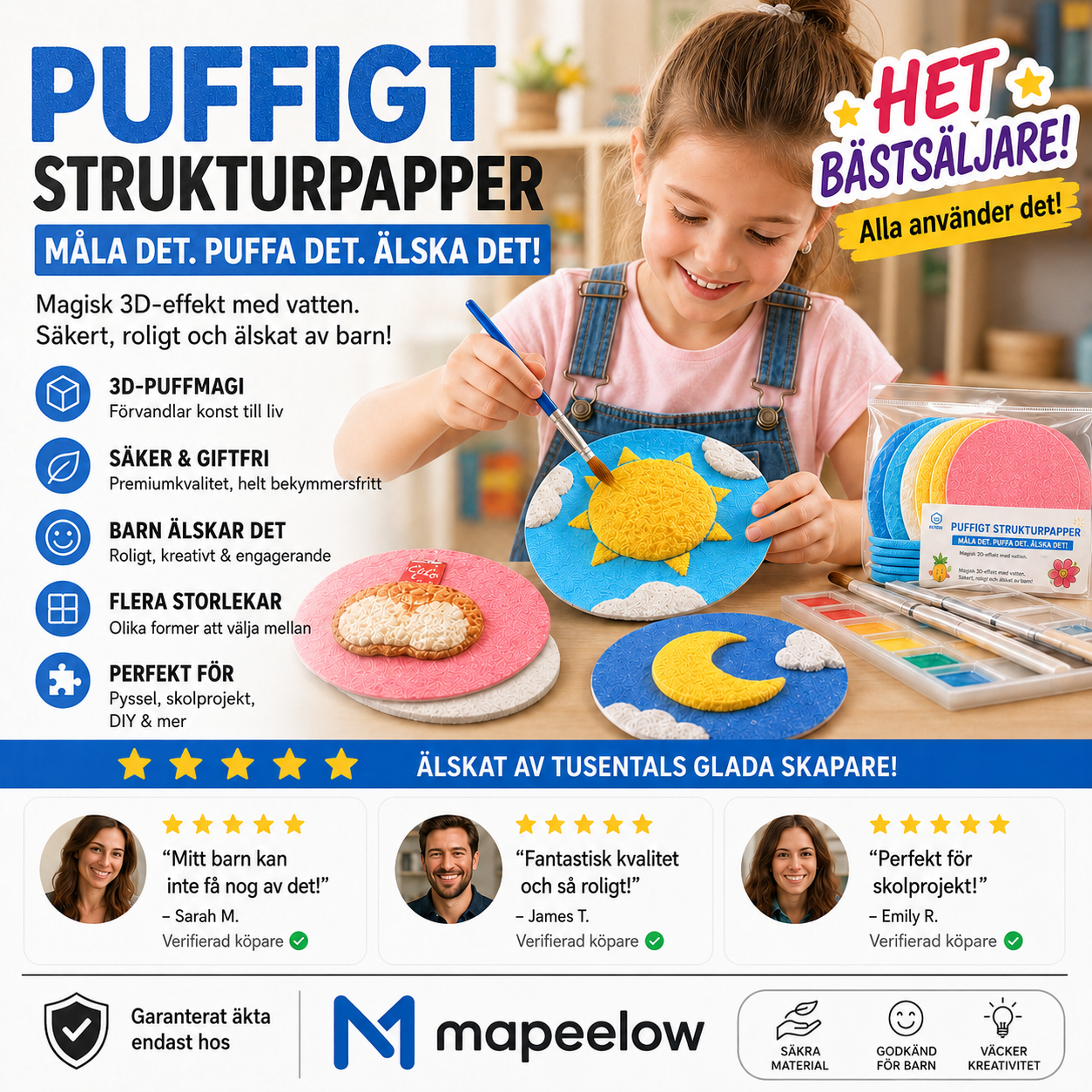 🎨 50% RABATT NU! Magic Fluffy Pigments & 3D‑papper – rita, fukta och se motivet svälla – kreativ magi för alla åldrar ✨🖌️