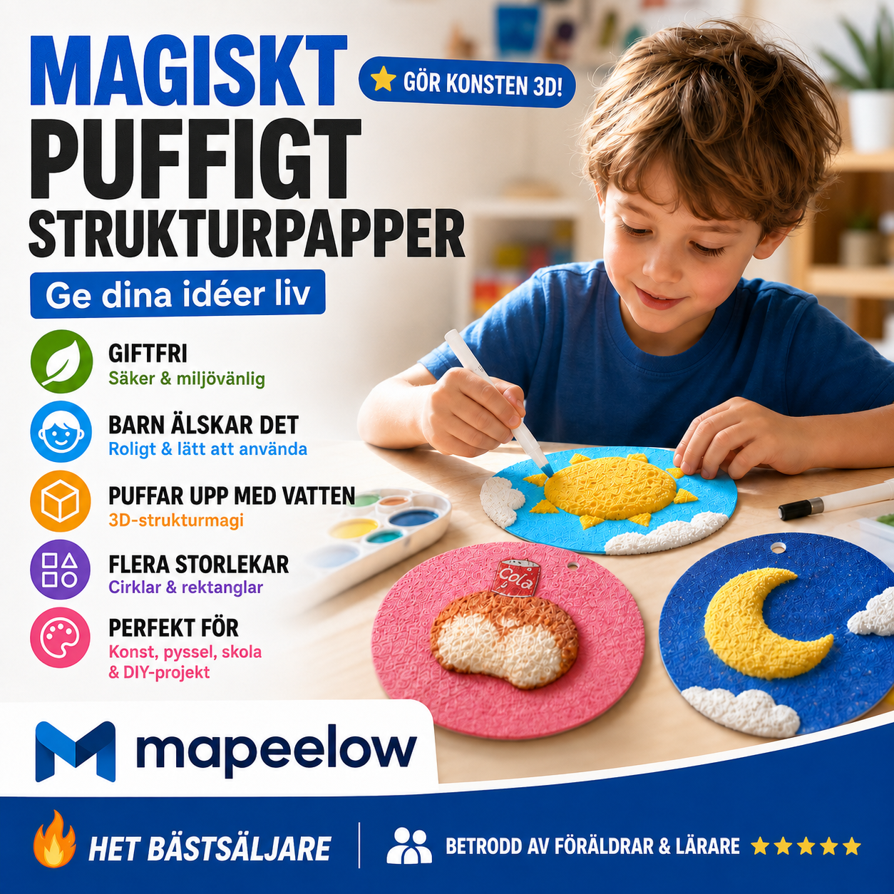 🎨 50% RABATT NU! Magic Fluffy Pigments & 3D‑papper – rita, fukta och se motivet svälla – kreativ magi för alla åldrar ✨🖌️