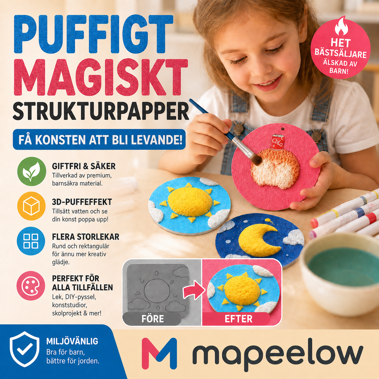 🎨 50% RABATT NU! Magic Fluffy Pigments & 3D‑papper – rita, fukta och se motivet svälla – kreativ magi för alla åldrar ✨🖌️