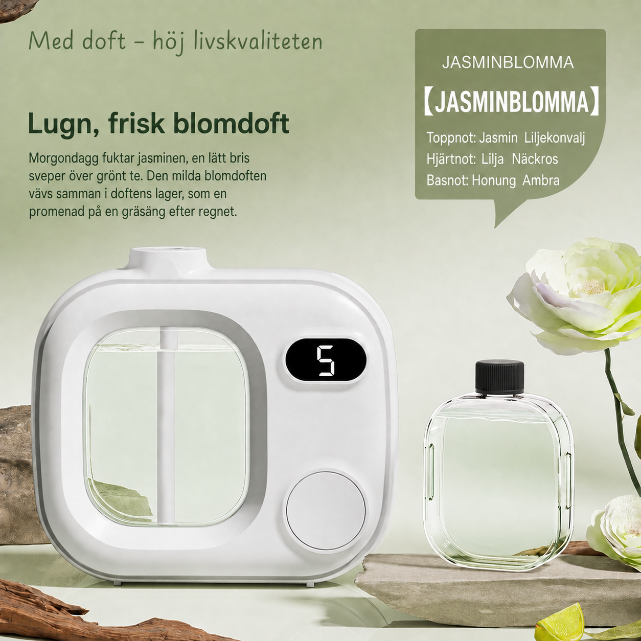 Smart LED-aromdiffuser med justerbar dimkontroll