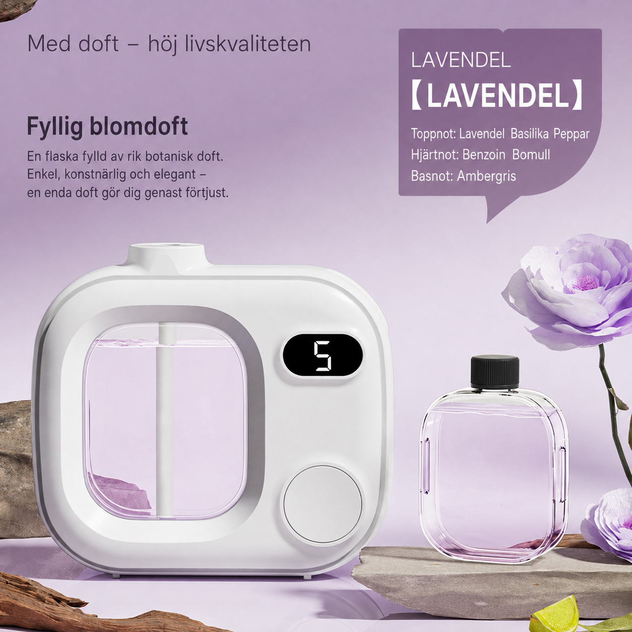 Smart LED-aromdiffuser med justerbar dimkontroll