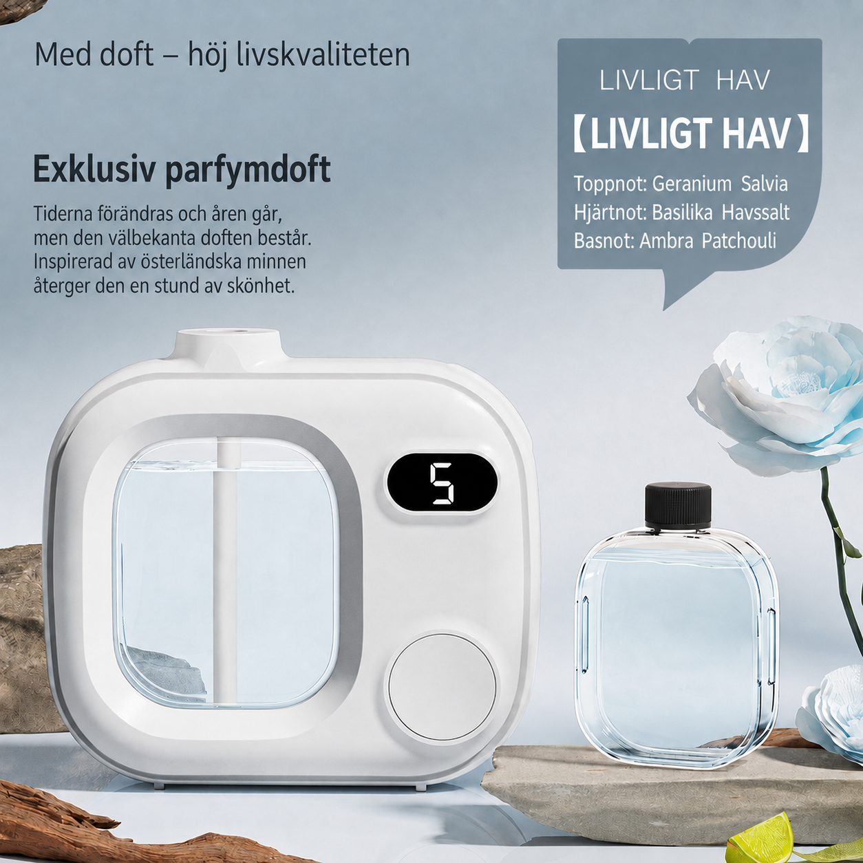 Smart LED-aromdiffuser med justerbar dimkontroll