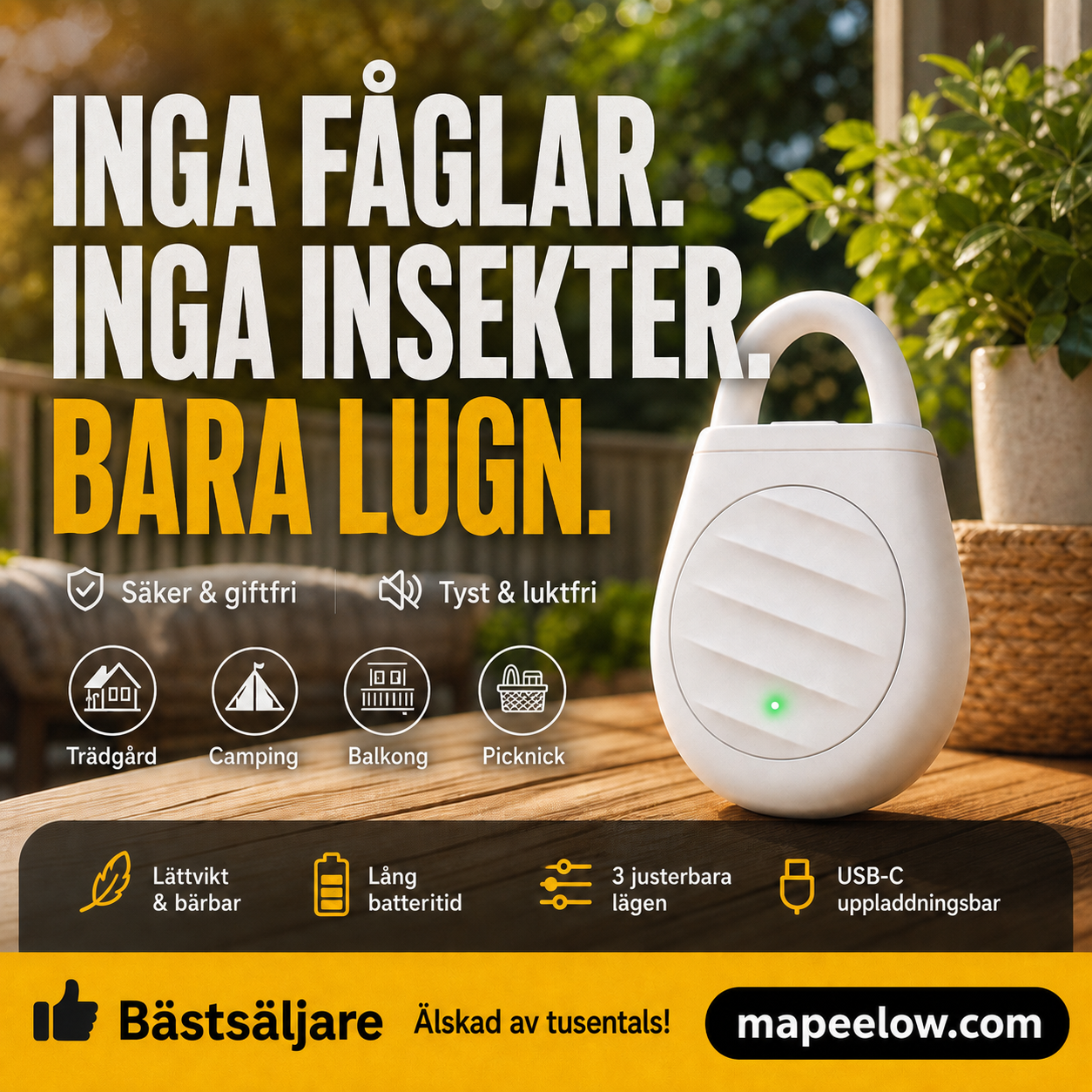 🐦 Bärbar ultraljudsskrämmare mot fåglar och skadedjur