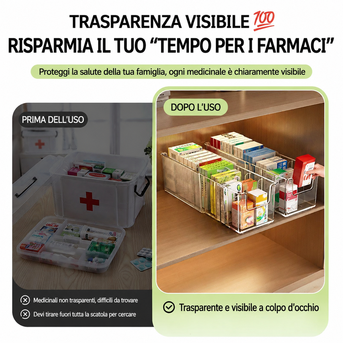 🔥 Utdragbar transparent medicinorganiserare – teleskopisk 24,5–43 cm 💊🗄️