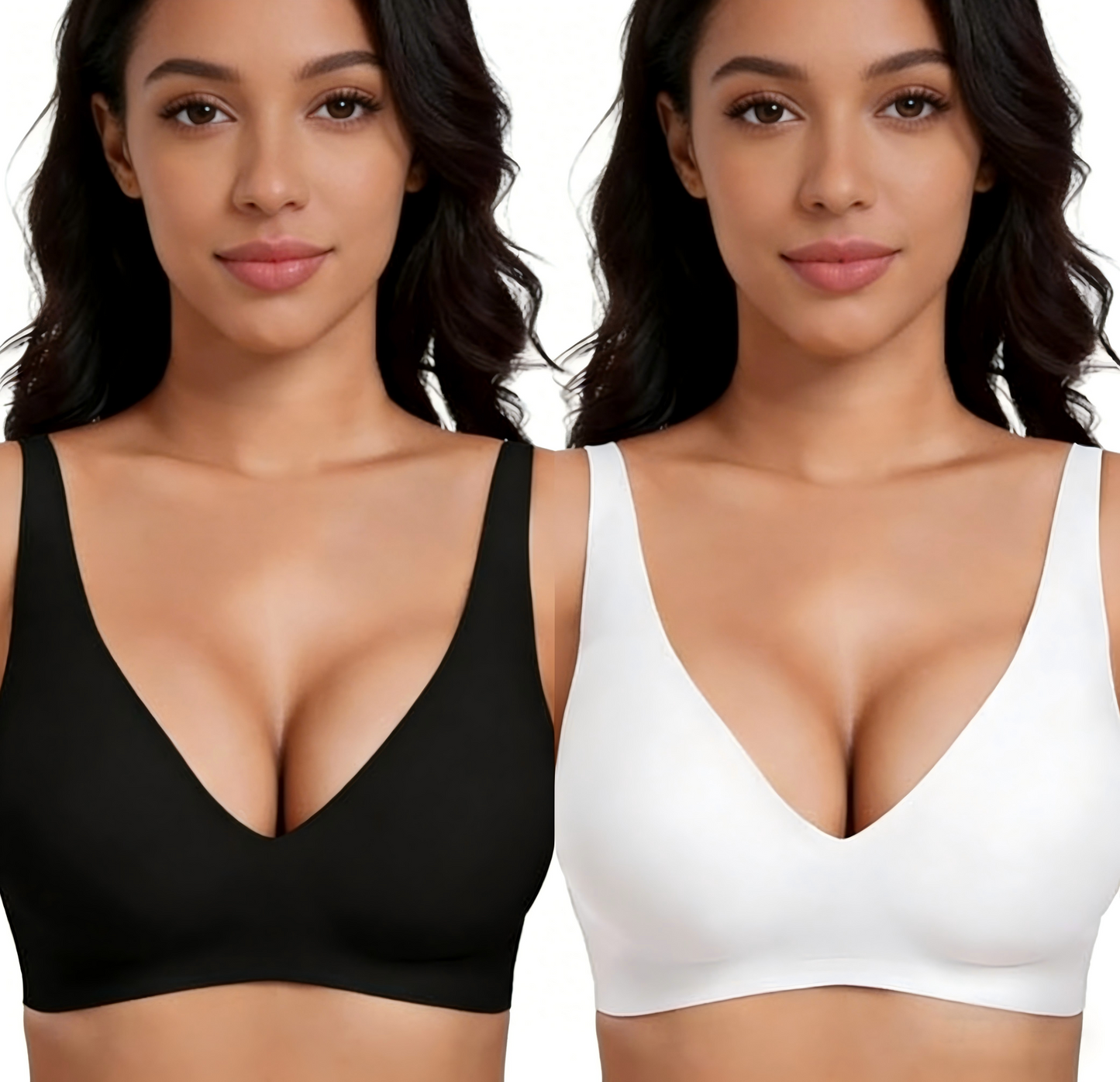 Jelly trådlös BH för kvinnor – Sömlös push-up bralette med djup V-ringning, perfekt för vardagen