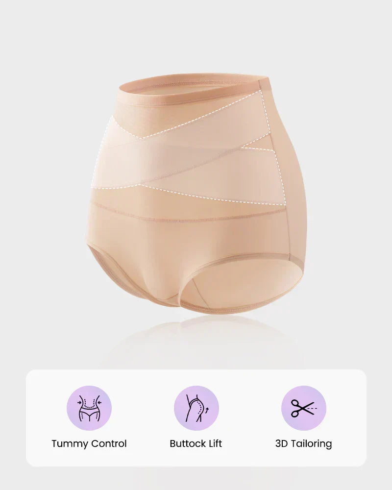 🌸Sista dagen – köp 1, få 3 paket✨Plus size-högmidjade trosor med korsande magkontroll