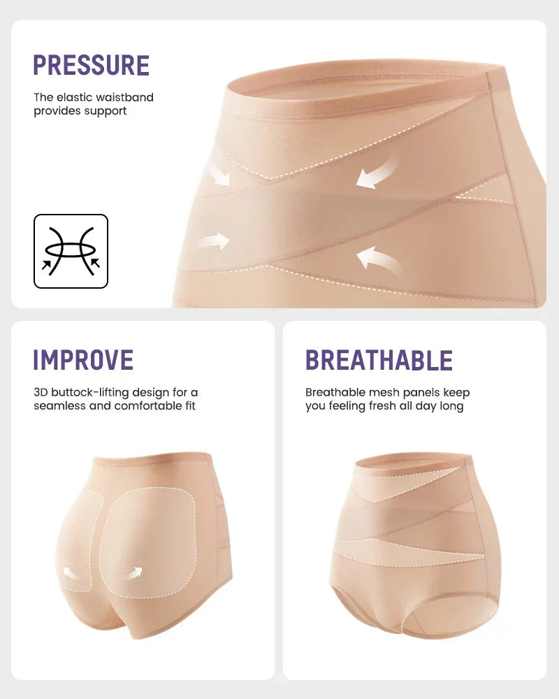 🌸Sista dagen – köp 1, få 3 paket✨Plus size-högmidjade trosor med korsande magkontroll