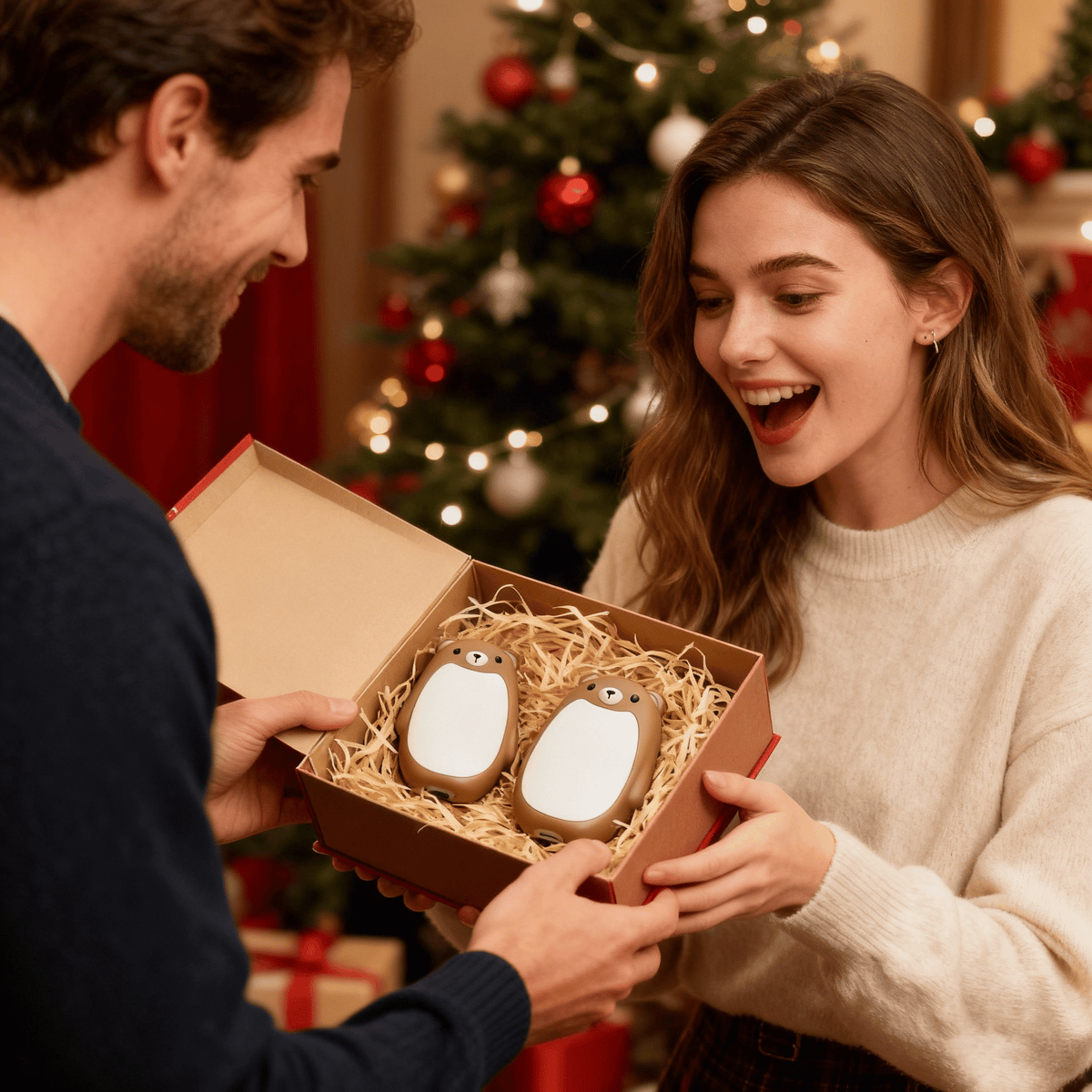 🎁Perfekt present 🌟 Uppladdningsbara handvärmare – söt björndesign