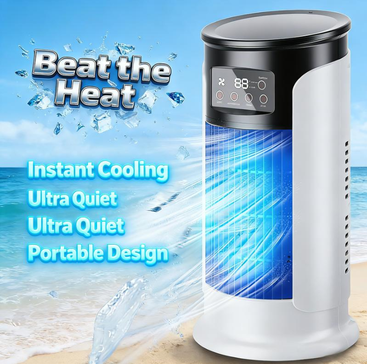 ❄️ 2026 Ny evaporativ luftkylare – kompakt USB-bordsfläkt, personlig kylare med 300 ml tank, justerbara hastigheter, timer, tyst och bärbar design för sängbordet | liten kylfläkt för hem, resor och utomhusbruk