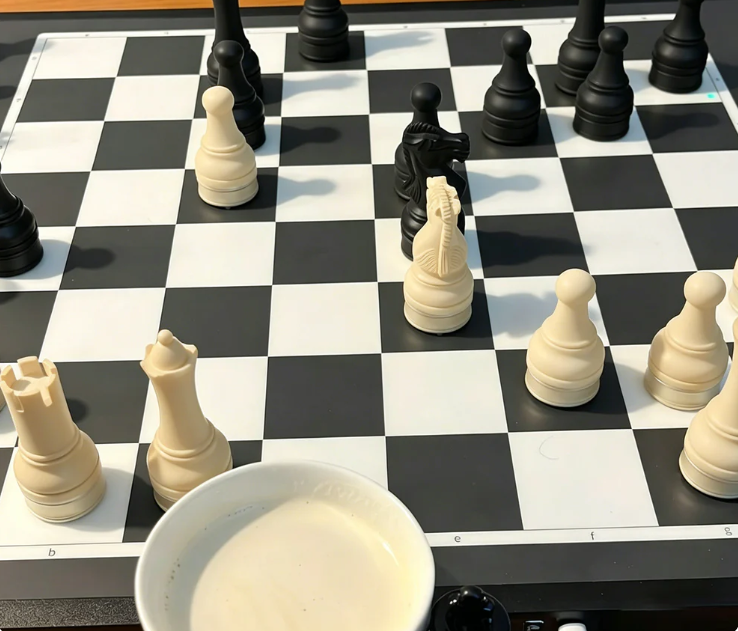 Magnetiskt schackspel med hopfällbart bräde