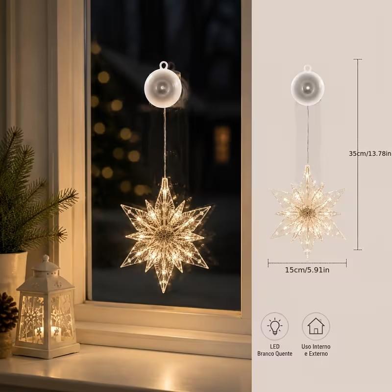 ⏳SISTA REA-DAGEN🎄❄️ DIY LED-sugkoppslampor med julsnöflingor ✨ | Batteridrivna, varmt och flerfärgat ljus, sugkoppslampor för fönster, juldekoration för hem och fest