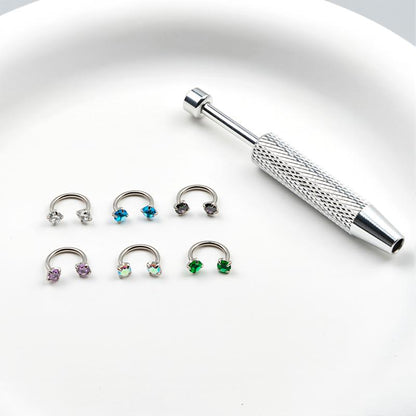 7-pack prisvärt set 18G (1,0 mm) 8 mm hästskoring för näsan med invändig gänga och dekorativa stenar 💎