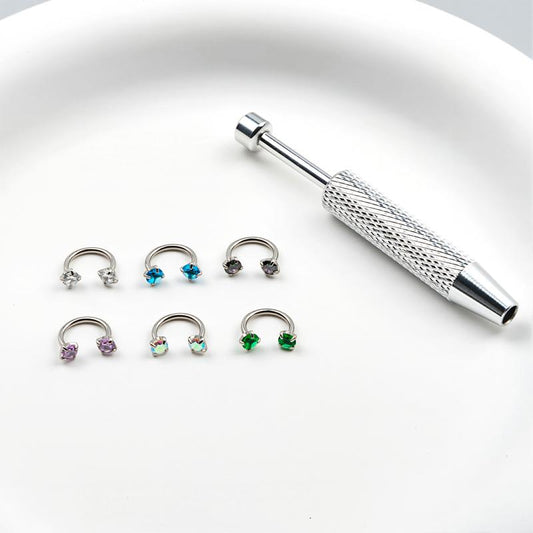 7-pack prisvärt set 18G (1,0 mm) 8 mm hästskoring för näsan med invändig gänga och dekorativa stenar 💎