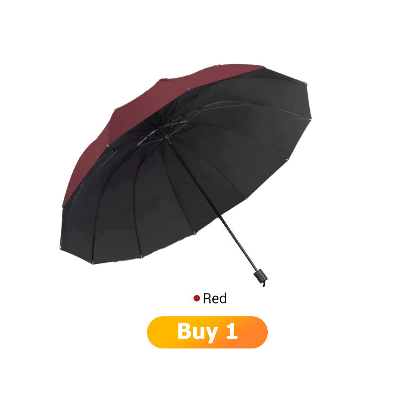☔ 12-ribbat vindtåligt paraply – stor täckning & kompakt vikdesign