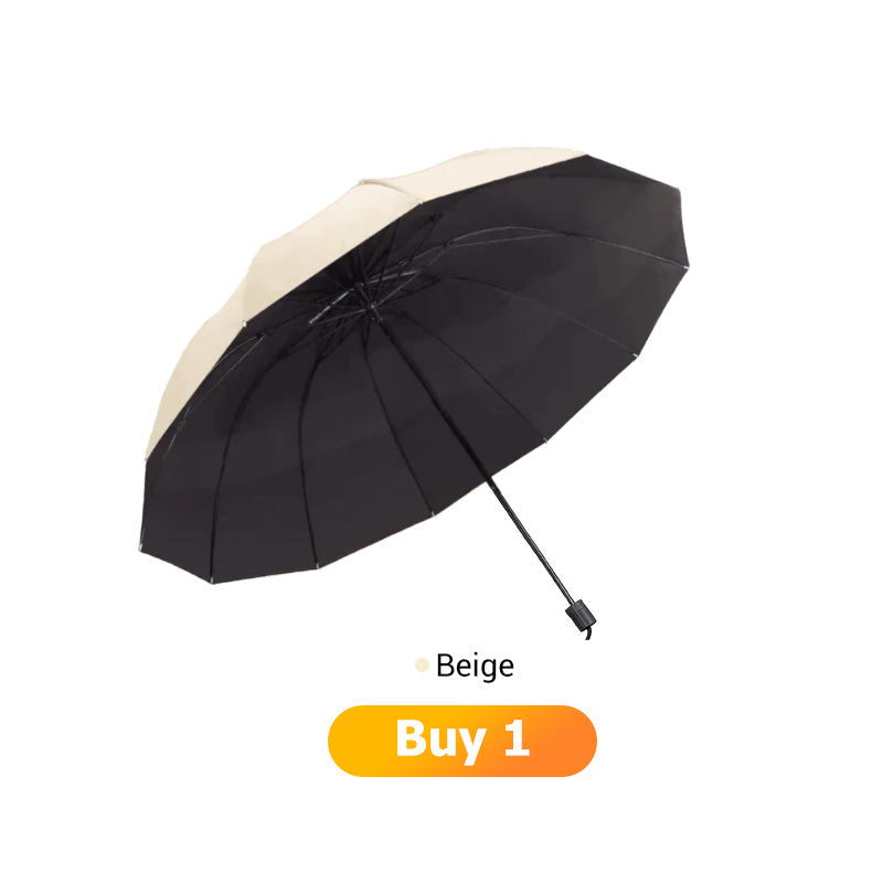 ☔ 12-ribbat vindtåligt paraply – stor täckning & kompakt vikdesign