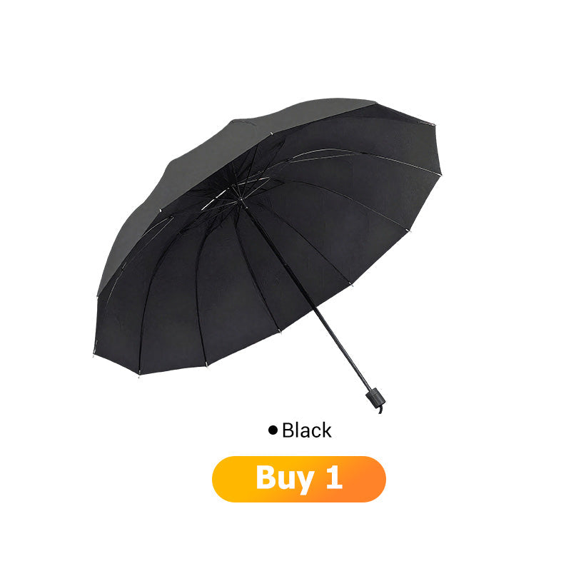 ☔ 12-ribbat vindtåligt paraply – stor täckning & kompakt vikdesign