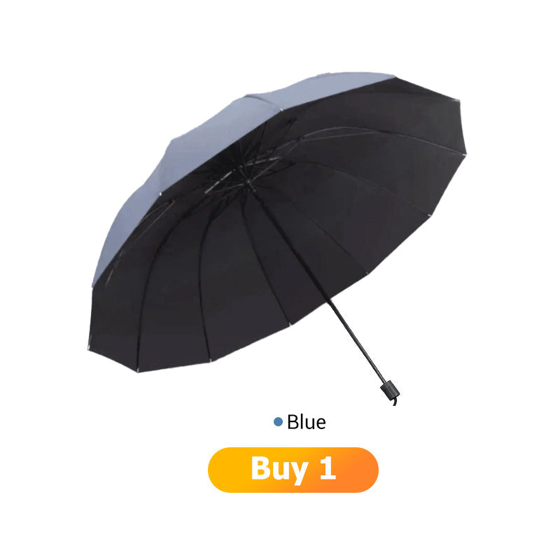 ☔ 12-ribbat vindtåligt paraply – stor täckning & kompakt vikdesign