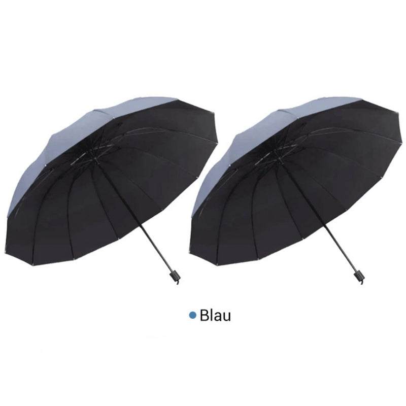 ☔ 12-ribbat vindtåligt paraply – stor täckning & kompakt vikdesign
