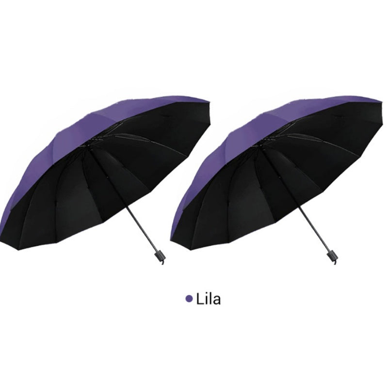 ☔ 12-ribbat vindtåligt paraply – stor täckning & kompakt vikdesign