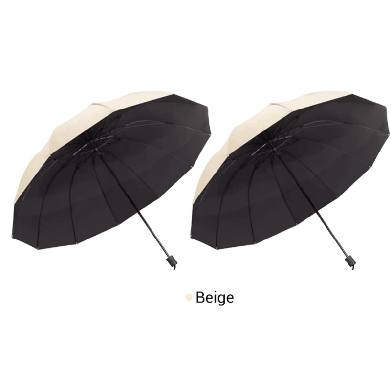 ☔ 12-ribbat vindtåligt paraply – stor täckning & kompakt vikdesign