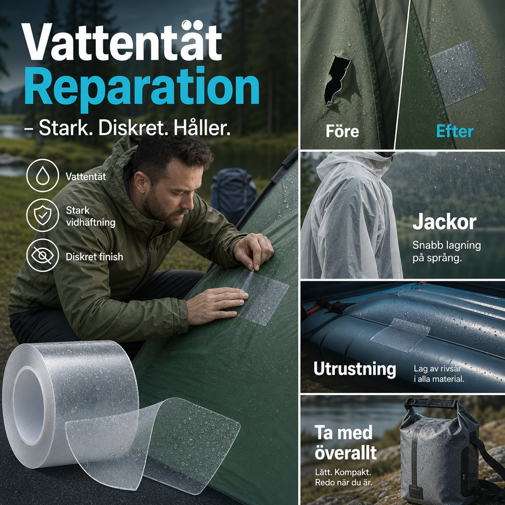 🛠️ Vattentät genomskinlig TPU-reparationstejp för tält och friluftsutrustning