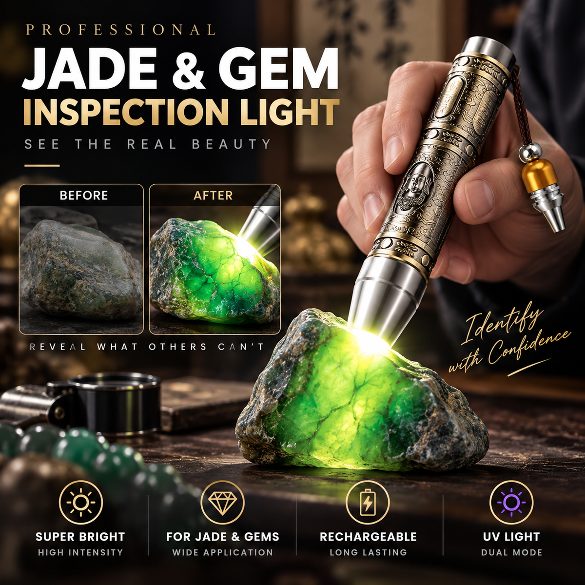 🔥🎁Nyhet 50 % RABATT🔥Multifunktionell ficklampa för värdering av ädelstenar
