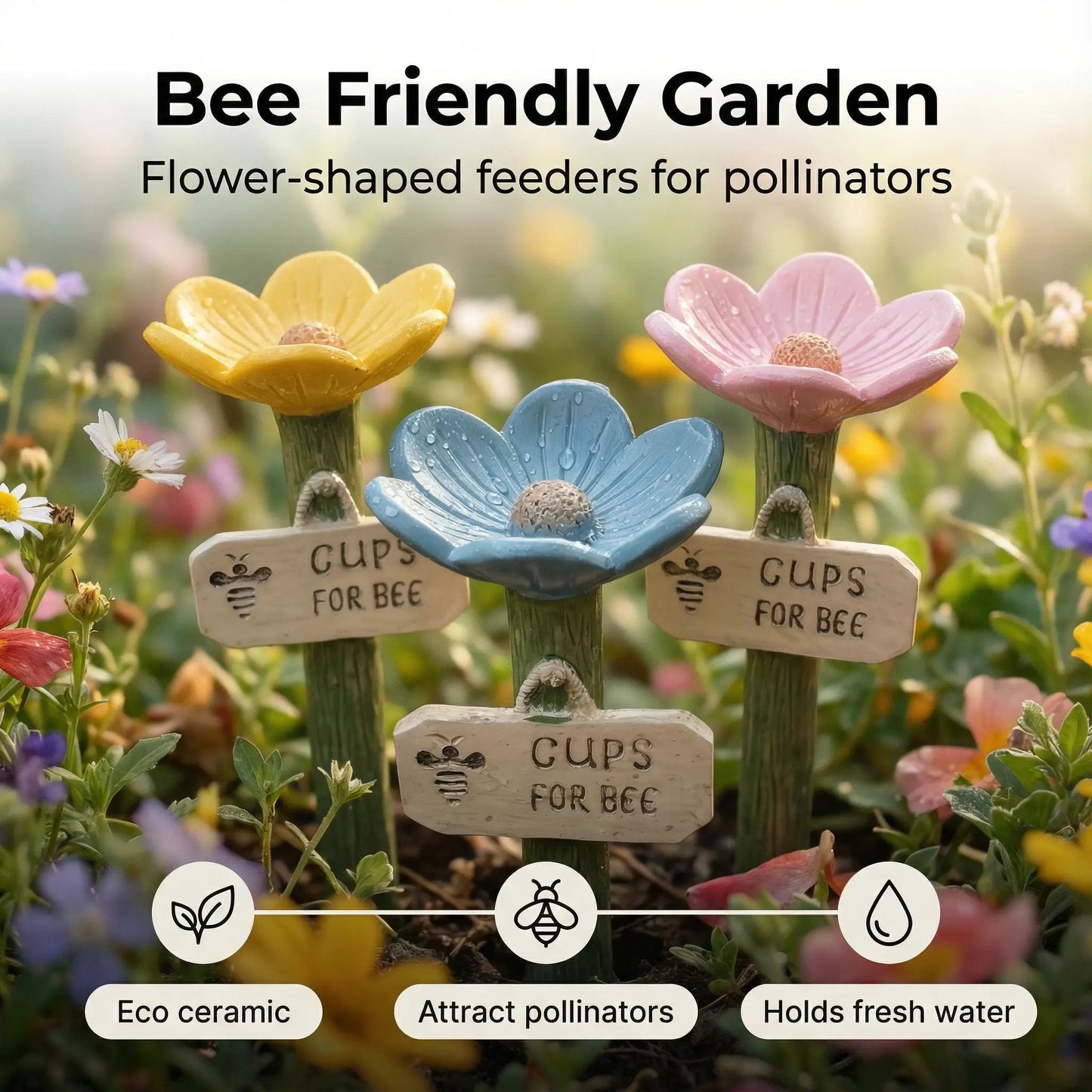 🐝 Blomformad vattenstation för bin 💧