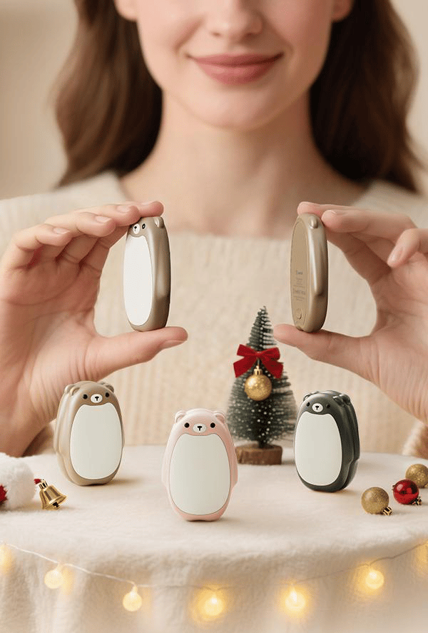 🎁Perfekt present 🌟 Uppladdningsbara handvärmare – söt björndesign