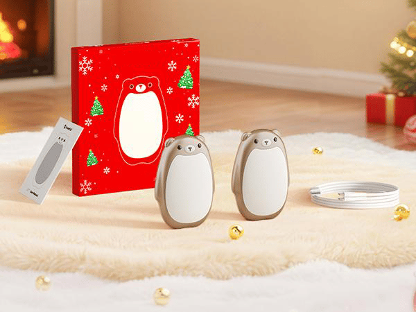 🎁Perfekt present 🌟 Uppladdningsbara handvärmare – söt björndesign