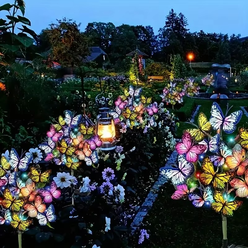 🦋Solcellsdrivna utomhuslampor med fjärilar💐