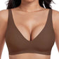 Jelly trådlös BH för kvinnor – Sömlös push-up bralette med djup V-ringning, perfekt för vardagen