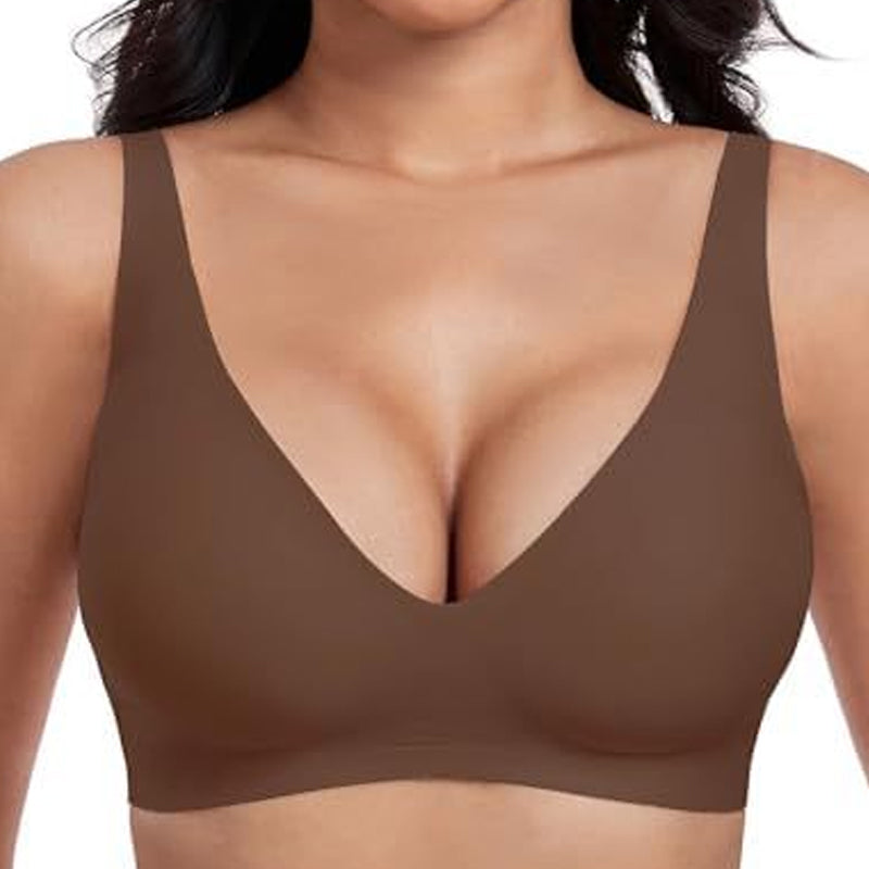 Jelly trådlös BH för kvinnor – Sömlös push-up bralette med djup V-ringning, perfekt för vardagen