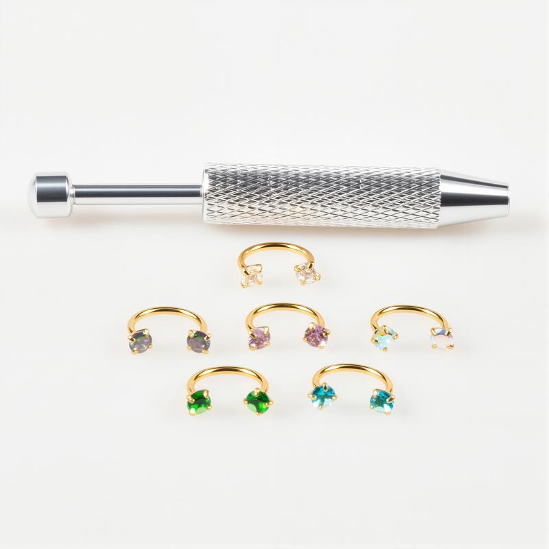 7-pack prisvärt set 18G (1,0 mm) 8 mm hästskoring för näsan med invändig gänga och dekorativa stenar 💎