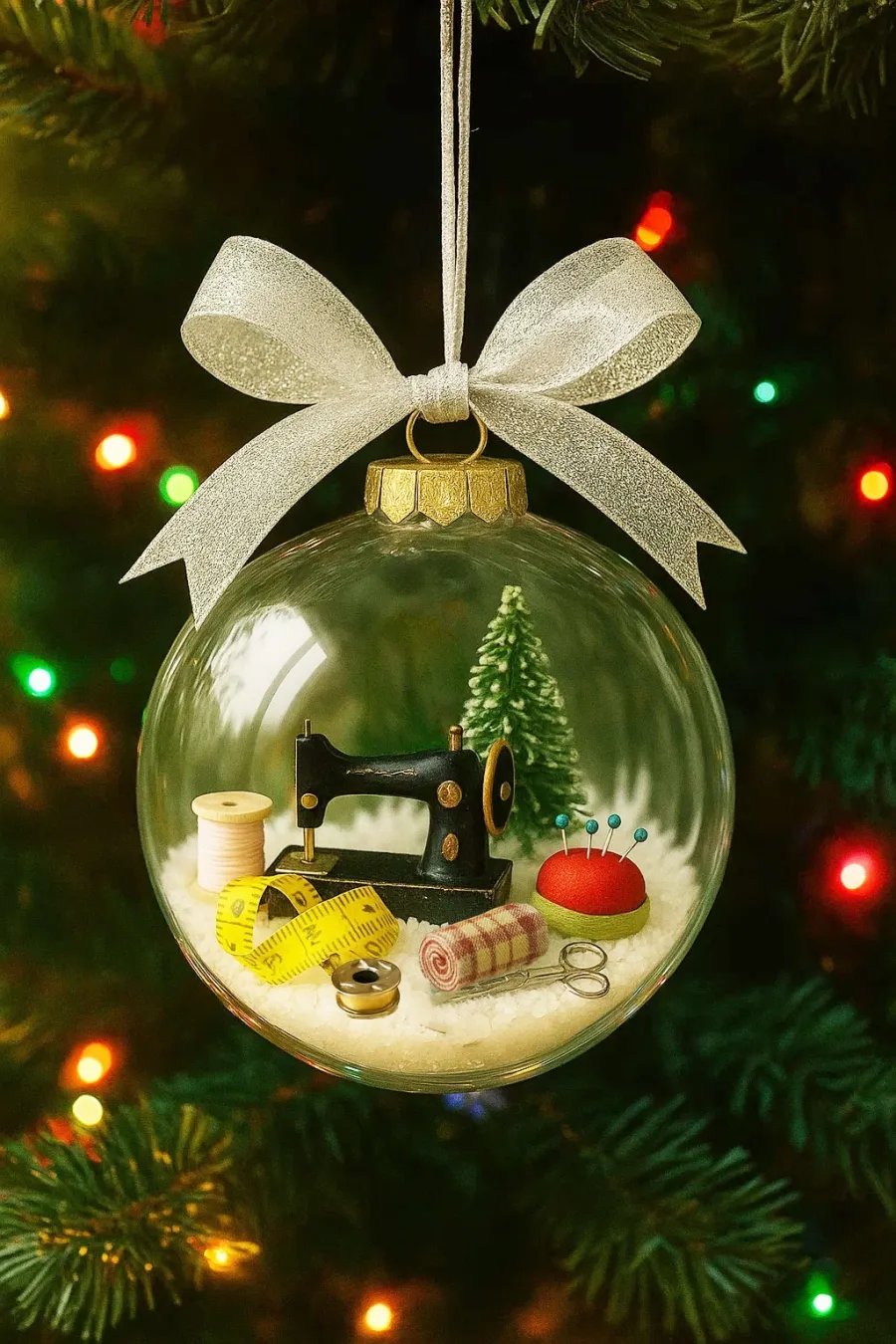 🎄 Julig snöglob-pynt med sömnadstema