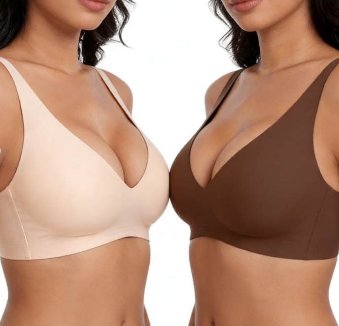 Jelly trådlös BH för kvinnor – Sömlös push-up bralette med djup V-ringning, perfekt för vardagen