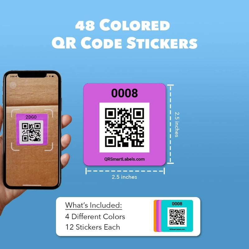 Originalfärgkodade skannbara QR-etiketter (48-pack)
