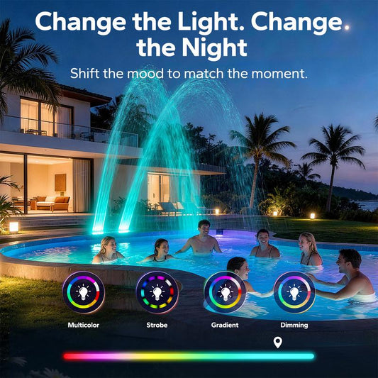 ☀️⛲ Solcellsdriven poolfontän med belysning – Justerbar sprinklerfontän med dubbla spraymunstycken