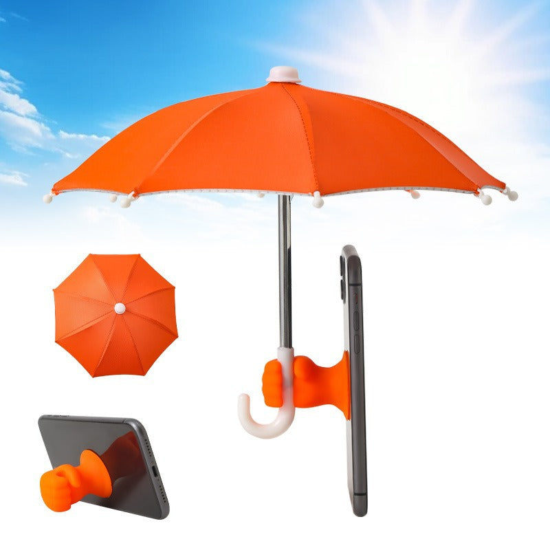 ☂️📱Justerbart mobilställ med solskydd – Universell sugkoppshållare i grisdesign