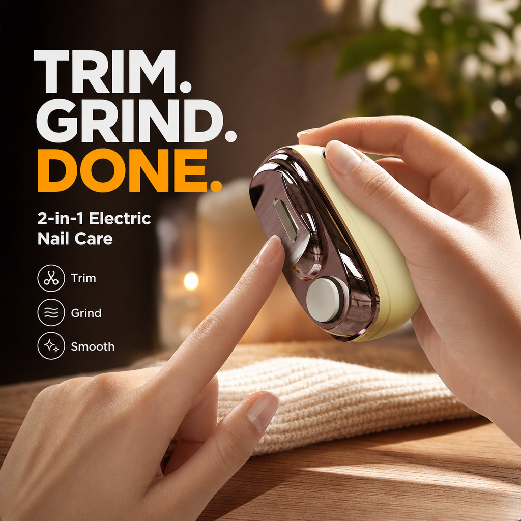 🎉 2026-REA – Över 113 000 sålda! ✂️ Smart elektrisk 2-i-1-nagelklippare och polerare – klämskydd och LED-lampa 💅