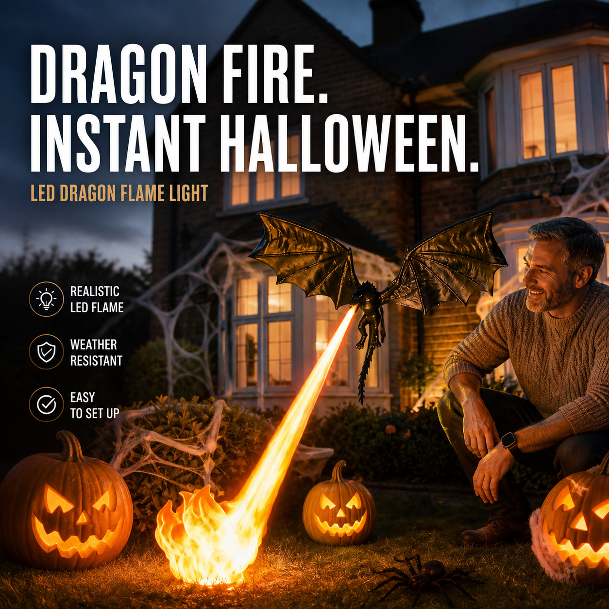 🔥Drakelåmsprydnad | Spöklik Halloweendekoration – ett måste