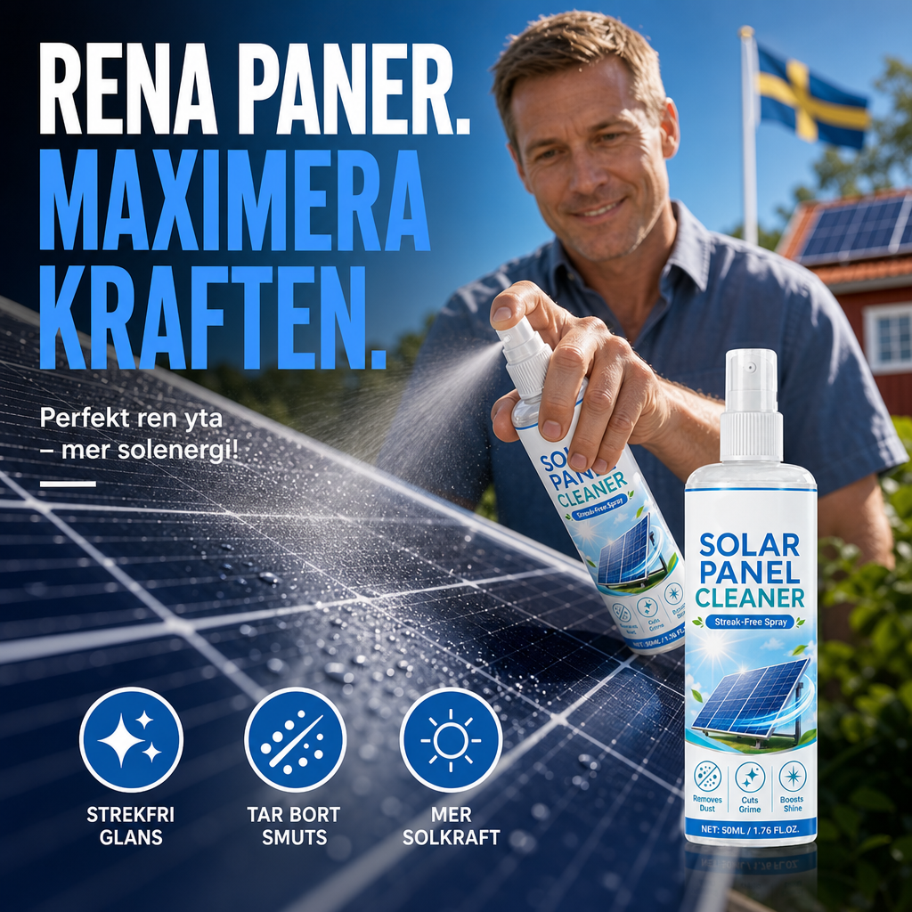 🛒 50% RABATT NU! ☀️ Avancerad rengöringsspray för solpaneler – Effektiv borttagning av smuts & bättre energiutbyte – Lättanvänd utomhusprodukt 💧