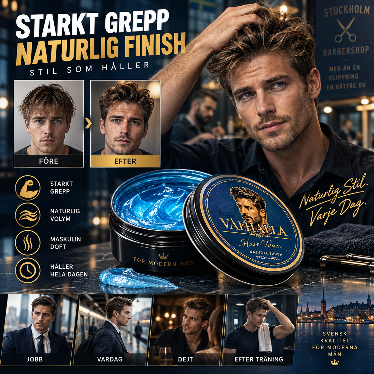 💈 KÖP 2 FÅ 1 GRATIS! Snygg frisyr med fräsch colognedoft – stylingpomada för män, 130 g