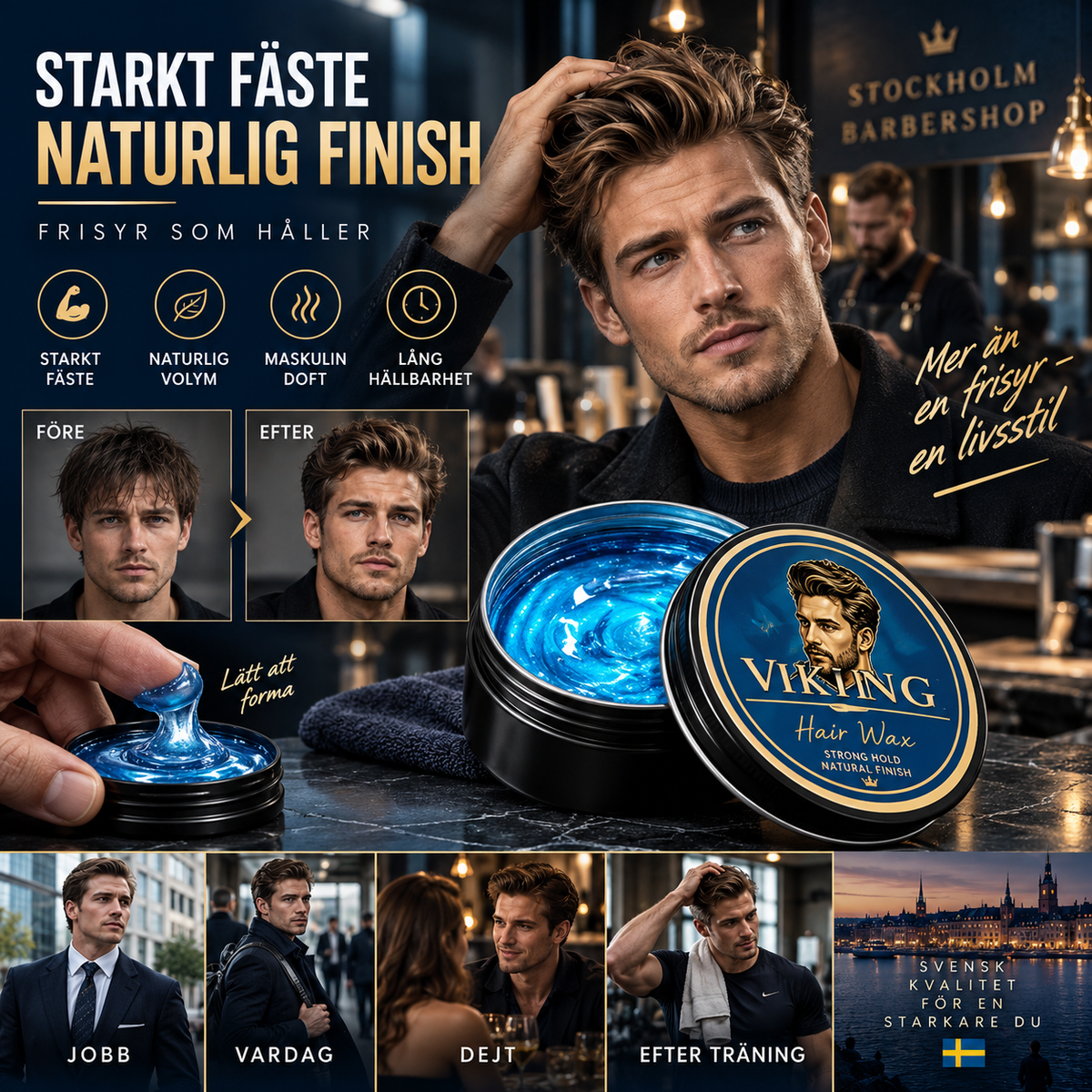 💈 KÖP 2 FÅ 1 GRATIS! Snygg frisyr med fräsch colognedoft – stylingpomada för män, 130 g