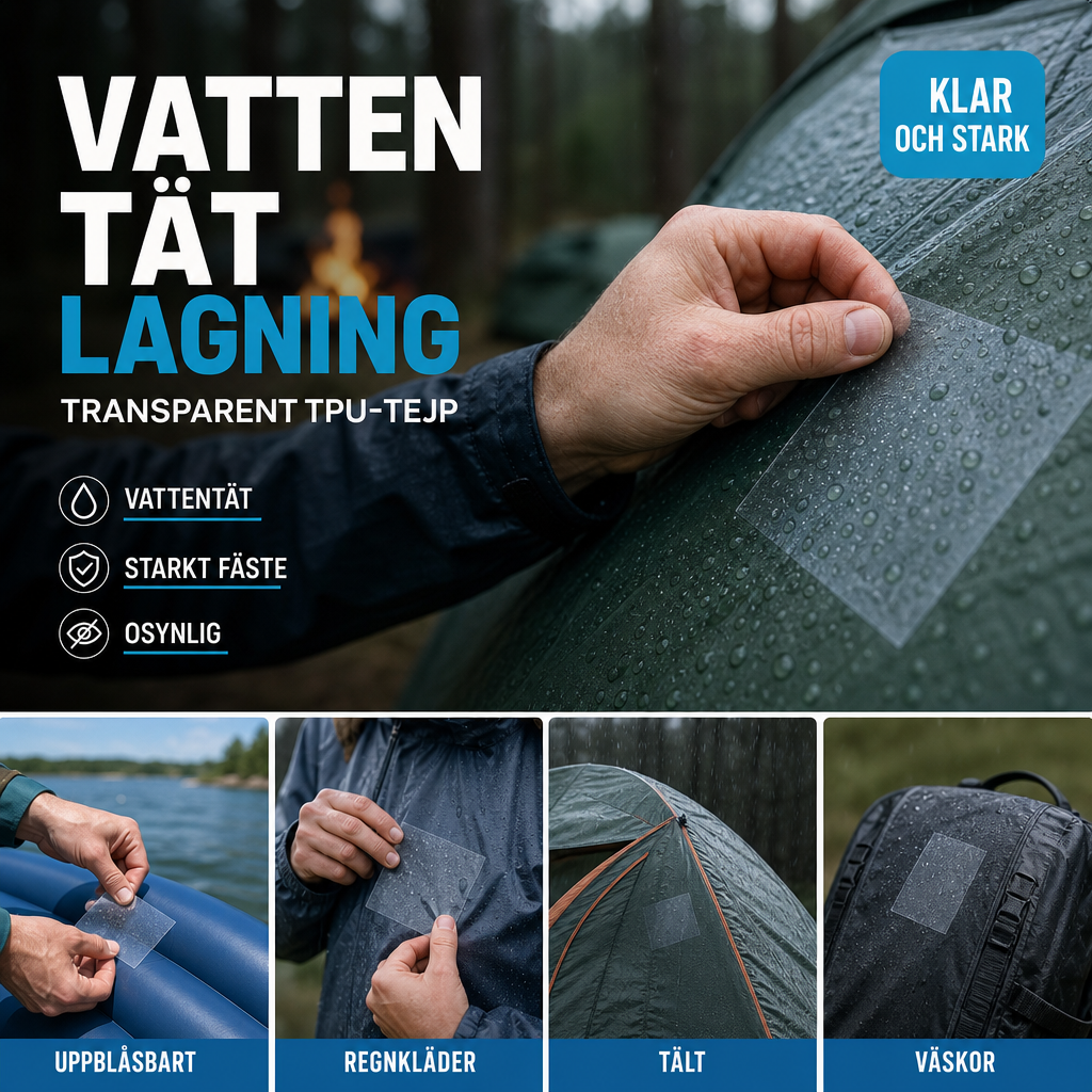 🛠️ Vattentät genomskinlig TPU-reparationstejp för tält och friluftsutrustning