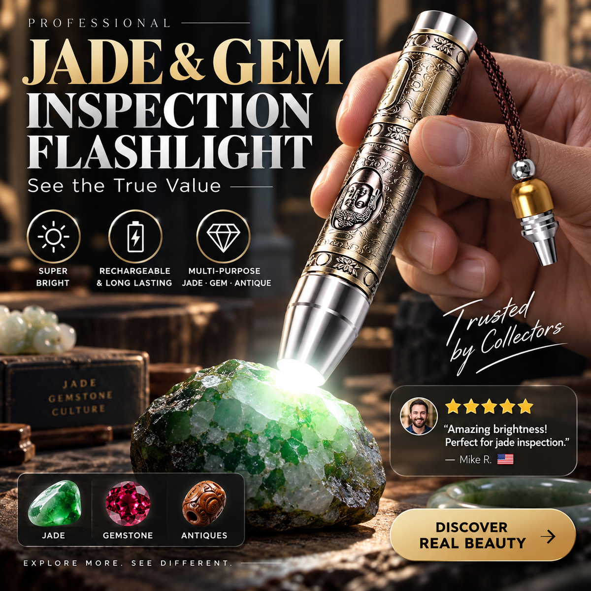 🔥🎁Nyhet 50 % RABATT🔥Multifunktionell ficklampa för värdering av ädelstenar