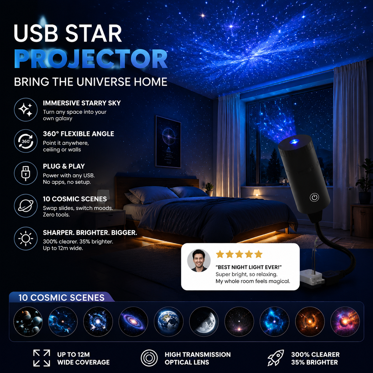 ✨ Plug-and-Play HD-stjärnprojektor 🥳 Över 50 000 nöjda användare
