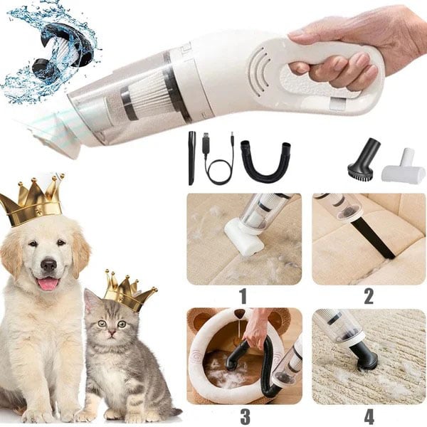 🔥🐾 50% RABATT! Dammsugare för Hårvård av Husdjur – Allt-i-ett Kit med Motoriserad Borste!