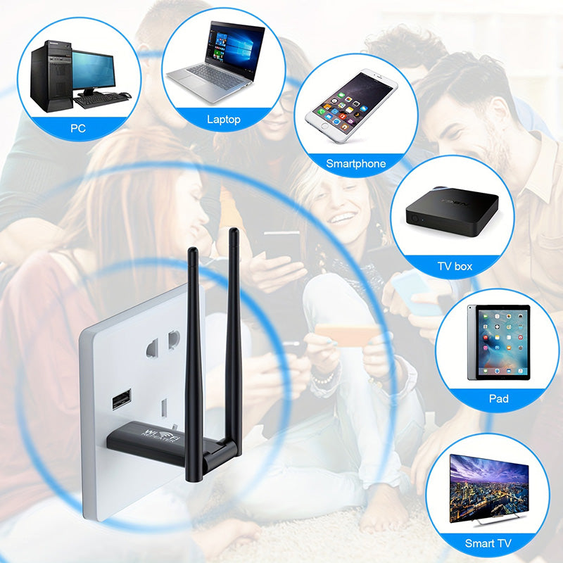 📶 USB WiFi-signalbooster – upp till 300 Mbps på 2,4 GHz 🏠🚀