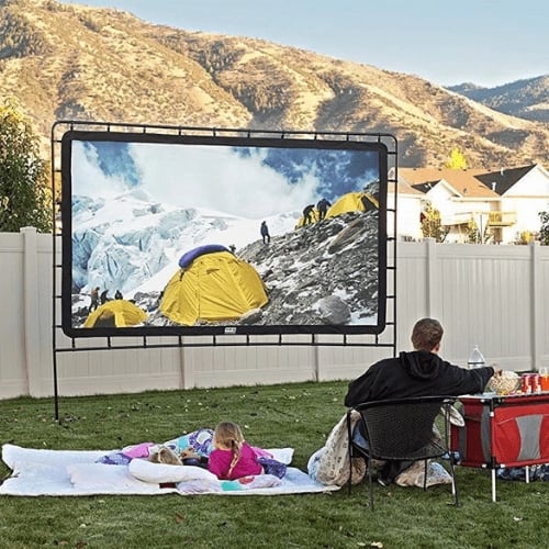 ✨ Jättestor bärbar utomhusbiografskärm – 4K HD-projektion med justerbart stativ för utomhusfester